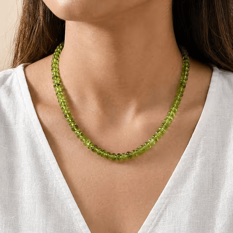 Hebei Peridot Beaded Graduated Necklace mother's day jewelry gifts